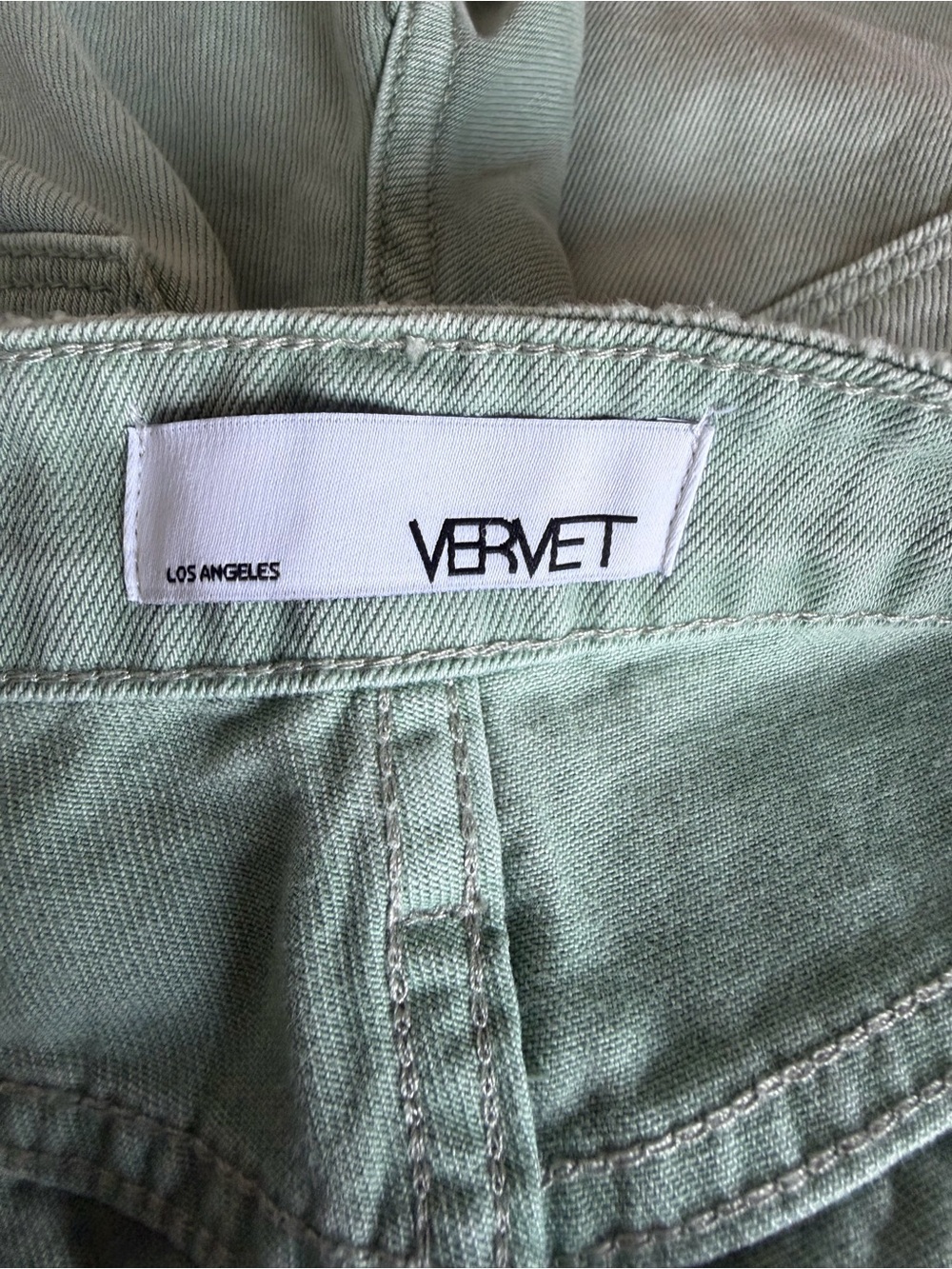 Vervet Sage Green Distressed Denim Shorts Size Small | Raw Hem High Rise| NWT - Picture 13 of 14